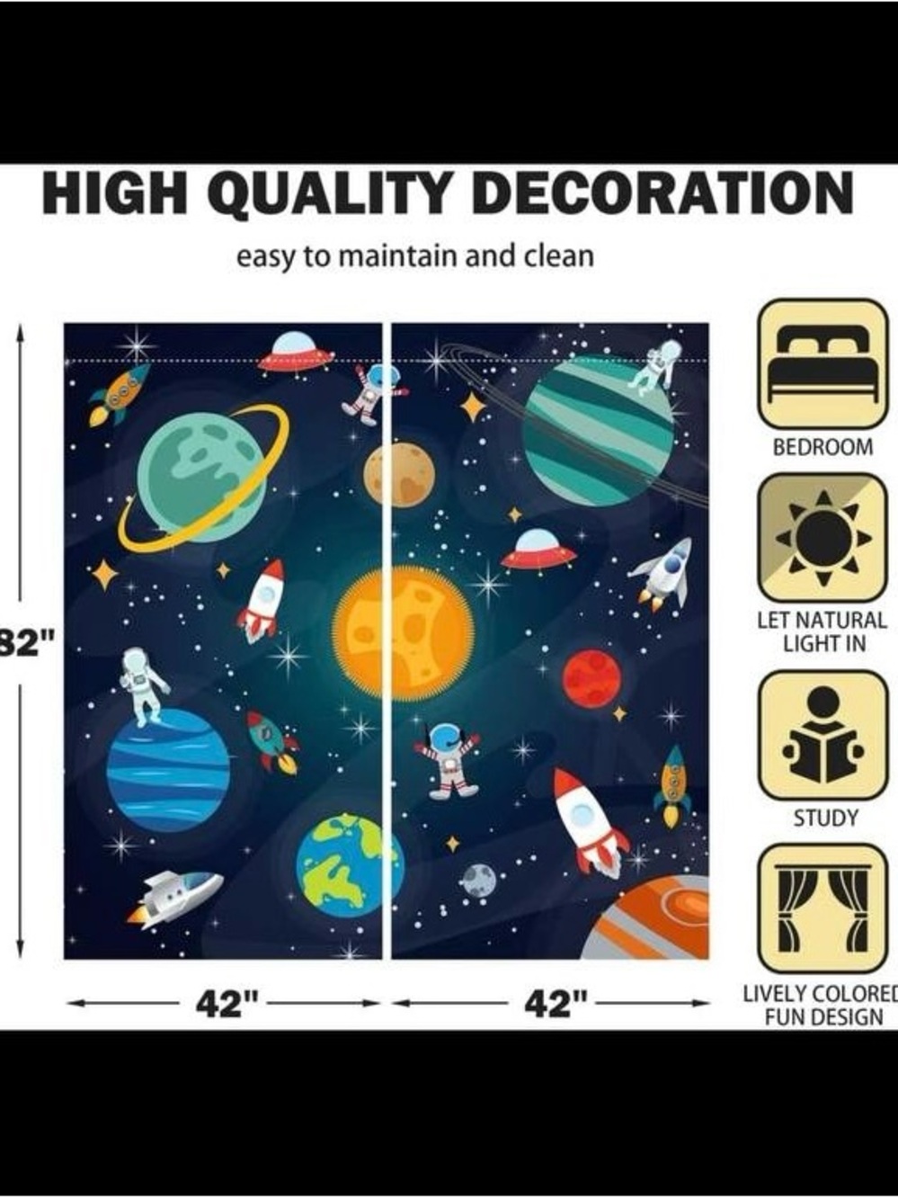 set of 2, Window Curtains, Outer Space, Astronomy, new
